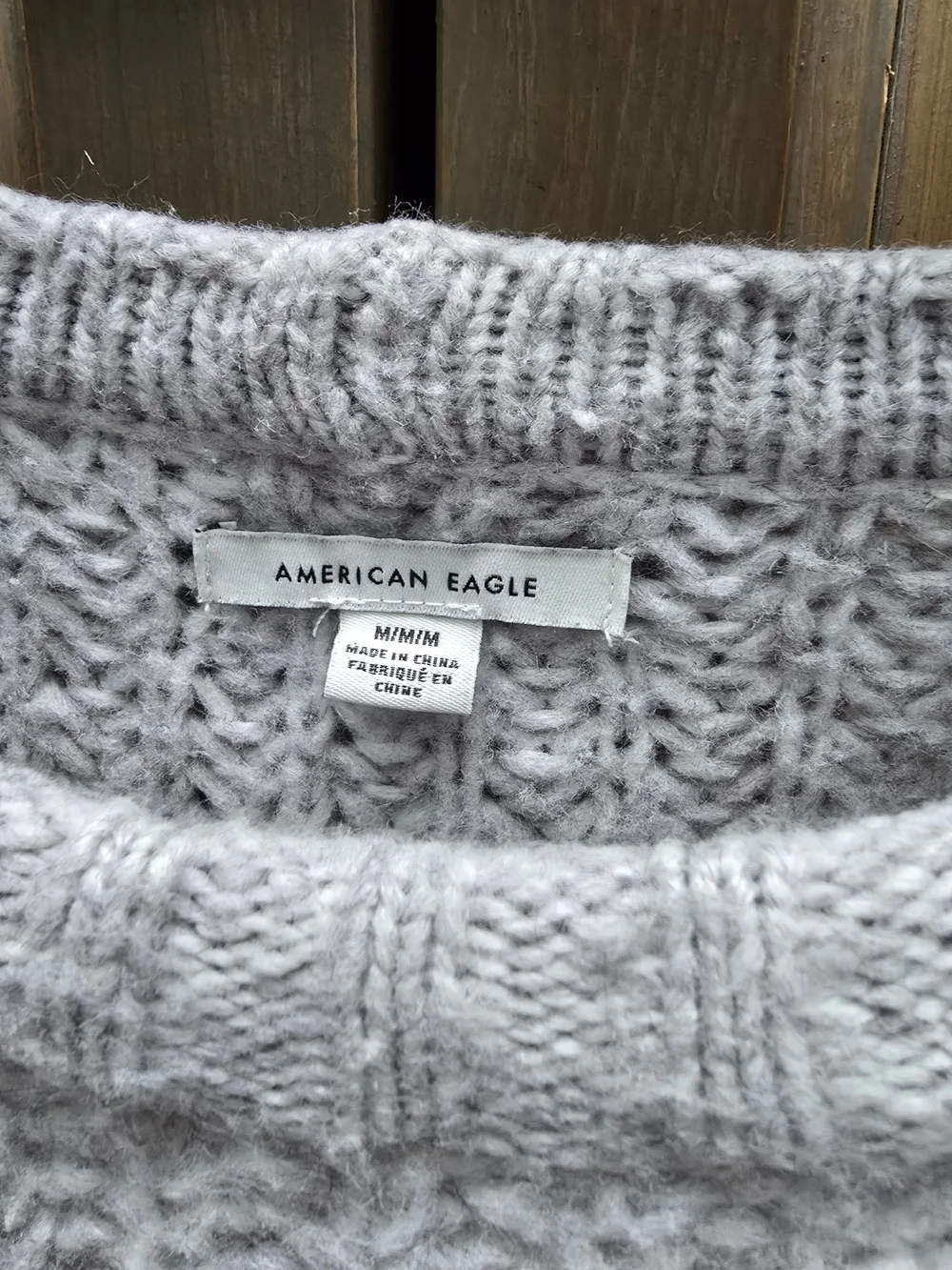 American Eagle Outfitters Light Gray Chunky Knit Crewneck Sweater - Picture 4 of 4